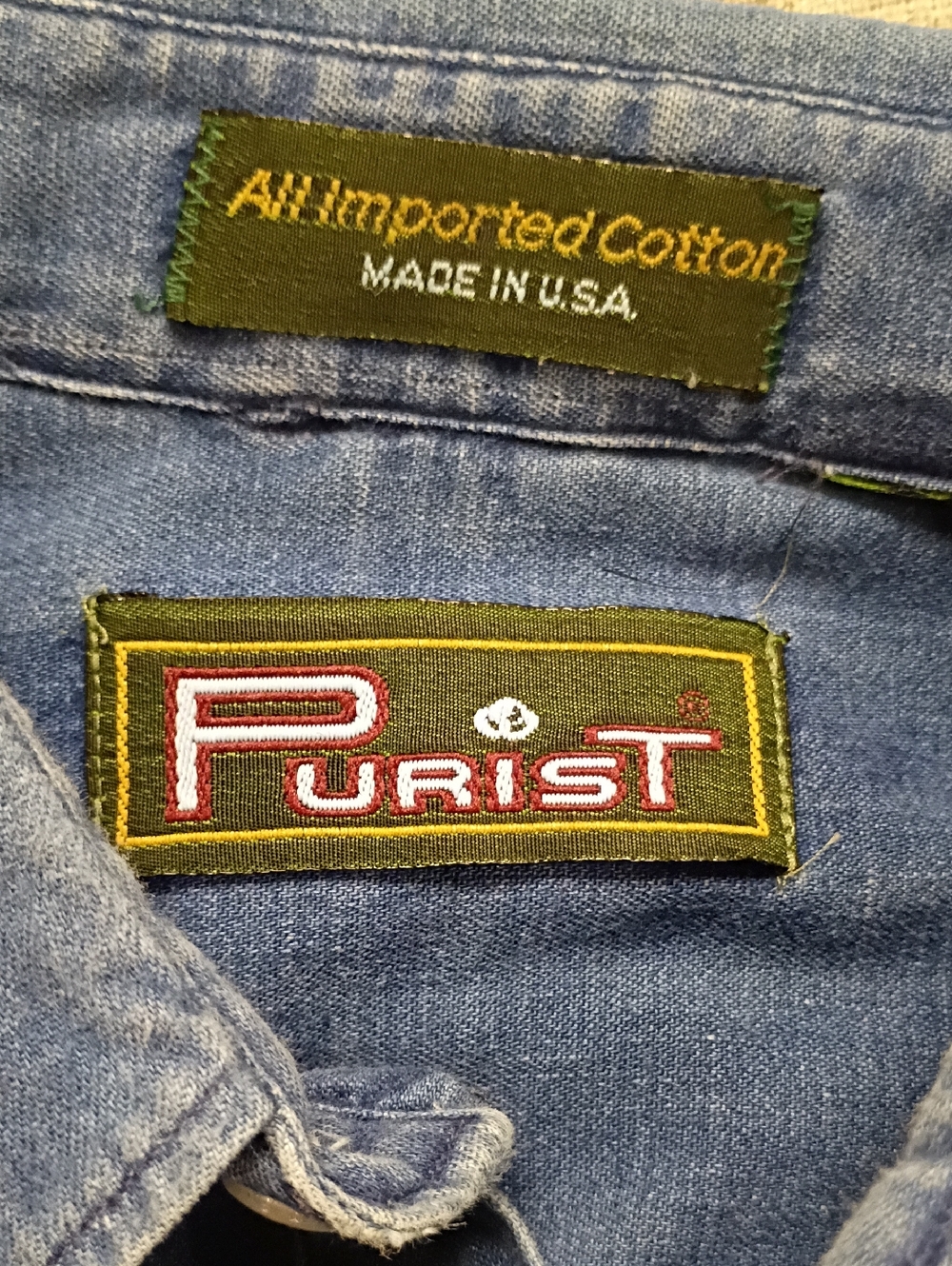 Vintage Purist Denim Shirt Men's XXL Relaxed Fit 100% Cotton Long Sleeve - Picture 2 of 8